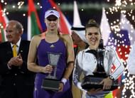 <a href='https://www.sportskeeda.com/player/elena-rybakina' target='_blank' rel='noopener noreferrer'>Elena Rybakina</a> and Simona Halep at the 2020 Dubai Duty Free Tennis Championships